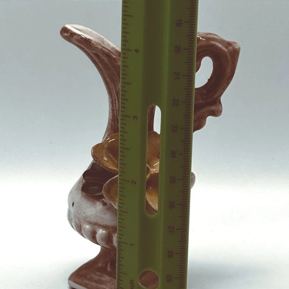 Vintage Capodimonte Italy Nuova Mini Ewer Pitcher Vase Applied Yellow Flower 4